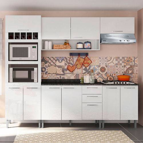 Cozinha Isadora 0424t 9 Portas C/ Tampo – Genialflex - Branco