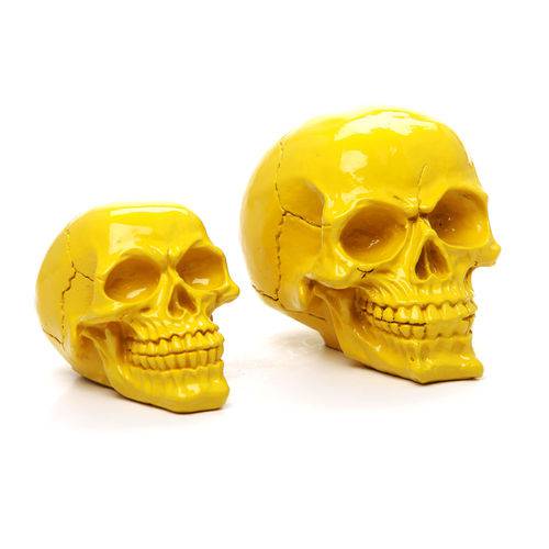 Crânios Amarelo Brilhante em Resina - Arte Retrô (KIT)