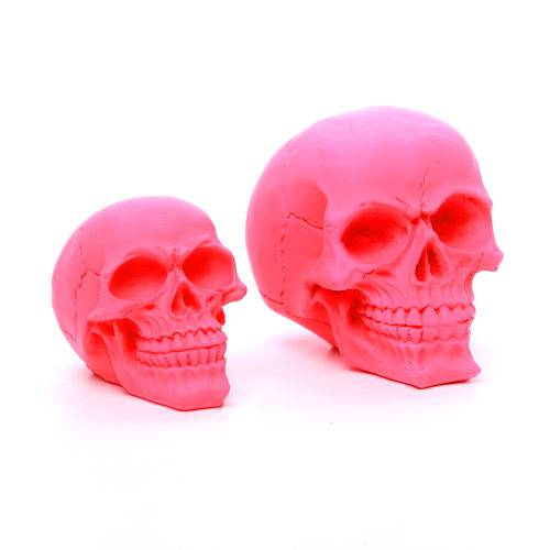 Crânios Rosa Fluorescente em Resina - Arte Retrô (KIT)