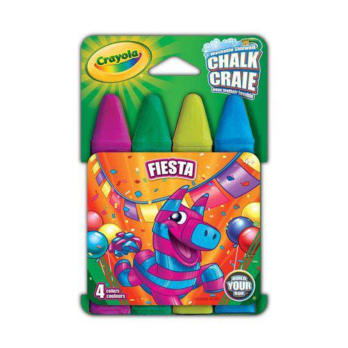 Crayola - Giz Chalk Lavável P/calçada 4 Cores - Fiesta