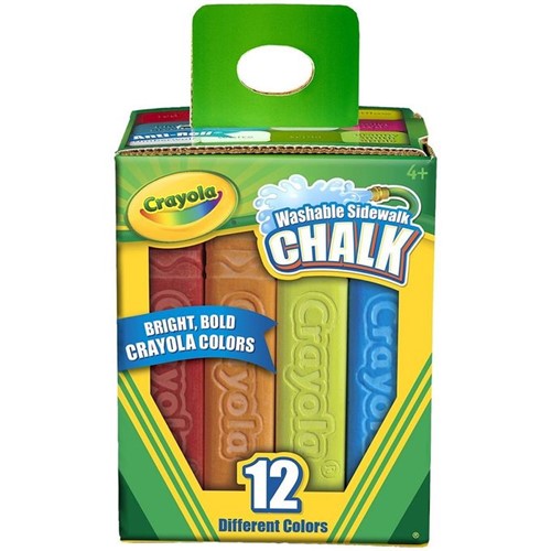 Crayola - Giz Chalk Quadrado P/calçada com 12 Cores Lavável - CRAYOLA