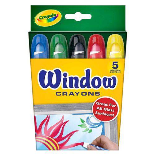 Crayola - Giz de Cera Lavável para Vidro com 5 Cores