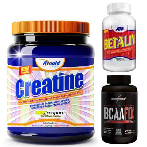 CREATINA CREAPURE Arnold Nutrition 400g + BCAA Fix 240 Tabs Integralmedica + Betalin Arnold 120 Tab