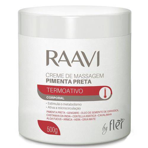 Creme de Massagem Termoativo Raavi Pimenta Preta By Flér 500g