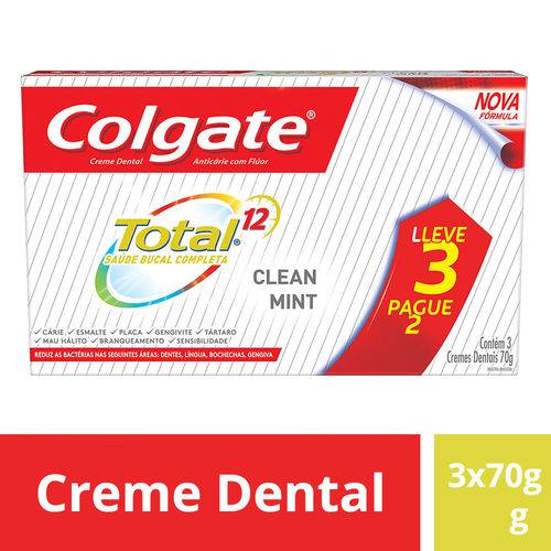 Creme Dental Colgate Total 12 Clean Mint 2x70g Leve 3 Pague 2