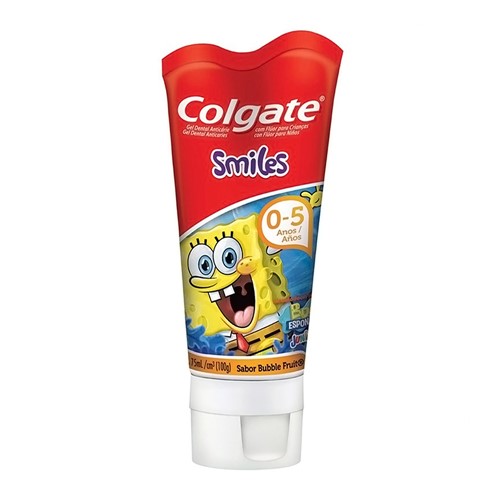 Creme Dental Infantil Colgate Smiles Bob Esponja com Flúor Sabor Bubble Fruit com 100g
