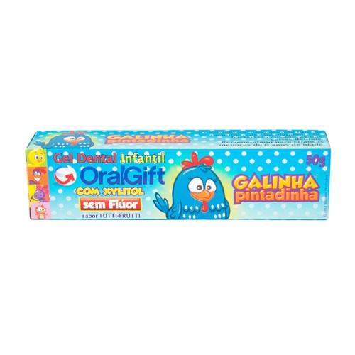 Creme Dental Infantil Oral Gift Galinha Pintadinha Sem Flúor Sabor Tutti-Frutti com 50g