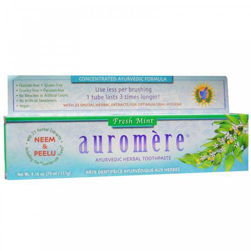 Creme Dental Natural, Vegano, Homeopático e Ayurvédico Mint-free 117g - Auromère