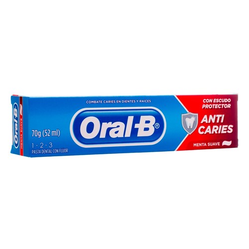Creme Dental Oral B 123 Anti Cáries Menta Suave 70g