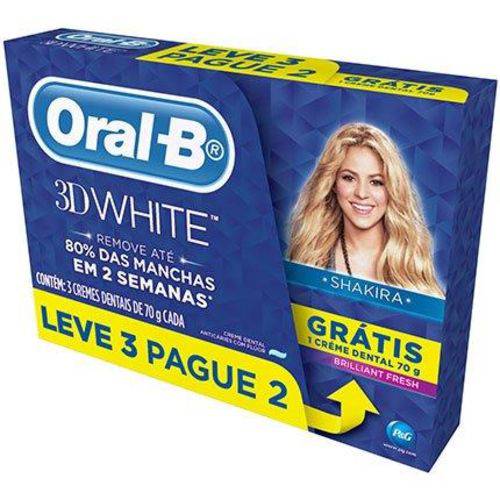 Creme Dental Oral-B 3D White 70 G Leve 3 e Pague 2