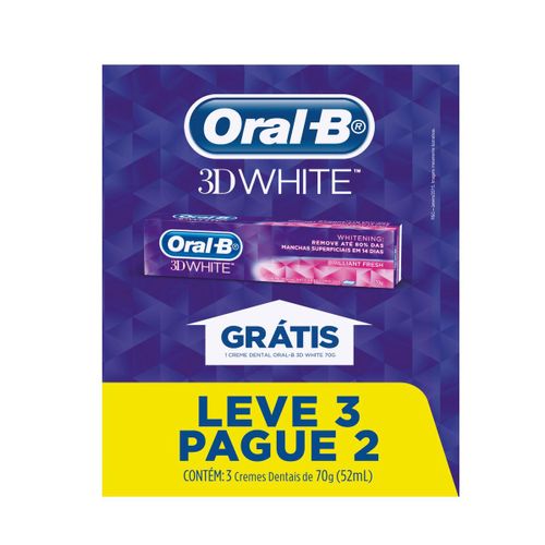 Creme Dental Oral-B 3D White 70g 3 Unidades