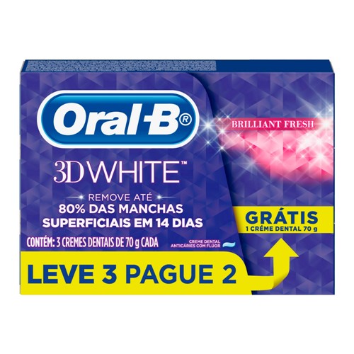Creme Dental Oral B 3D White Leve 3 Pague 2 com 70g Cada