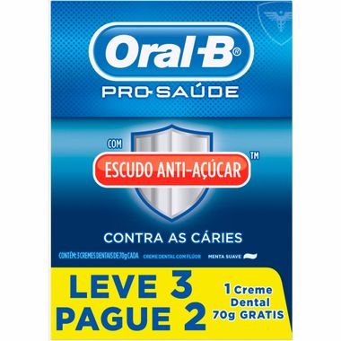 Creme Dental Pro-Saúde com Escudo Anti-Açúcar Oral-B 70g Leve 3 Pague 2