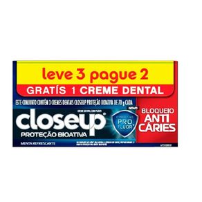 Creme Dental Proteção Bioativa Close Up 70g Leve 3 Pague 2