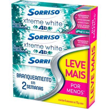 Creme Dental Xtreme White 4D Sorriso 70g 4un.