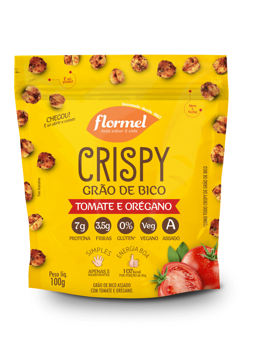 Crispy de Grão de Bico Tomate e Orégano 25g - Flormel