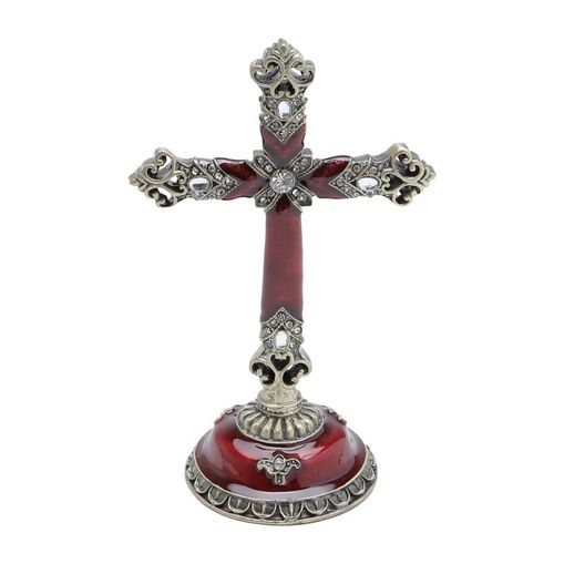 Crucifixo Decorativo em Zamac 15,5cm Vermelho Prestige