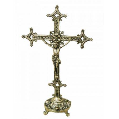 Crucifixo em Bronze Grande de Mesa 45 Cm de Altura Trabalhado Presentes