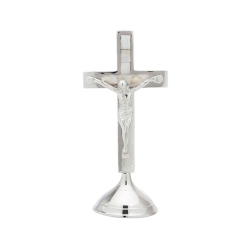 Crucifixo em Latão com Base com Madre-Pérola 22cm