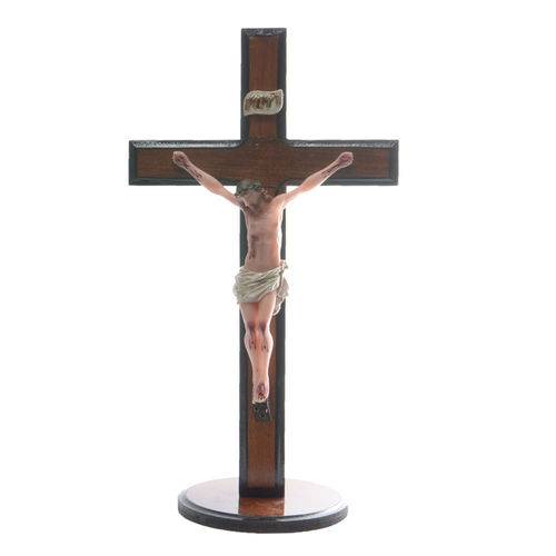 Crucifixo Mesa e Parede 15cm Madeira e Resina