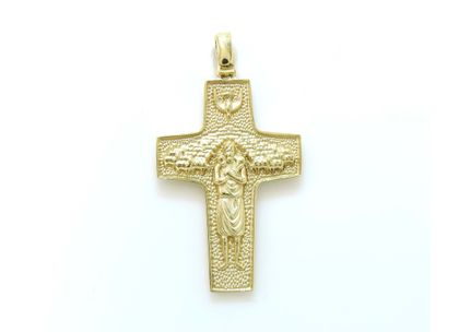 Cruz Papa Francisco Ouro Amarelo