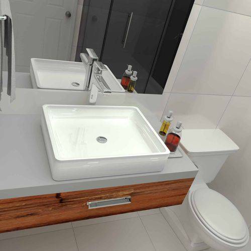 Cuba de Apoio para Banheiro Azalea Slim 51cmx40,5cmx11cm Haus Branco