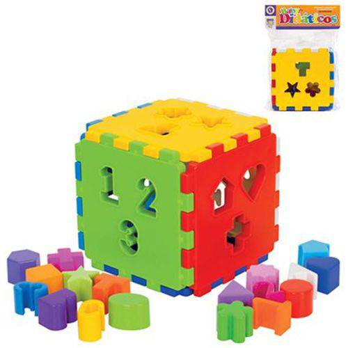 Cubo Didático Colorido com Blocos de Encaixar Brinquedo