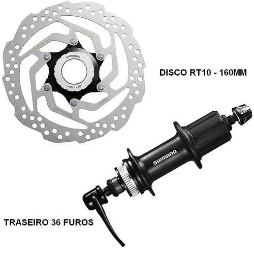 Cubo Traseiro Shimano Tourney Tx Fh-tx505 36f C/blocagem + Disco Rotor Shimano Sm-rt10 160mm