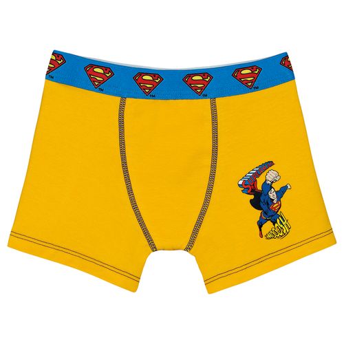 Cueca Superman Boxer (Infantil) Tamanho: G| Cor: Amarelo Ouro