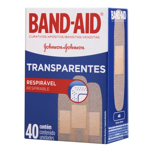 Curativo Band-Aid Transparente com 40 Unidades