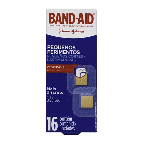 Curativos Band Aid Johnson & Johnson Pequenos Ferimentos com 16 Unidades