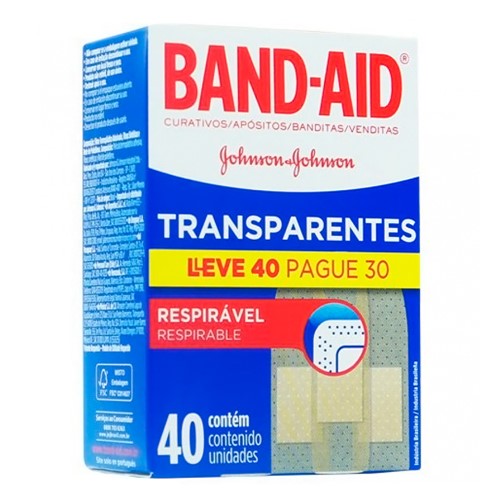 Curativos Band Aid Transparentes com 40 Unidade Leve 40 Pague 30
