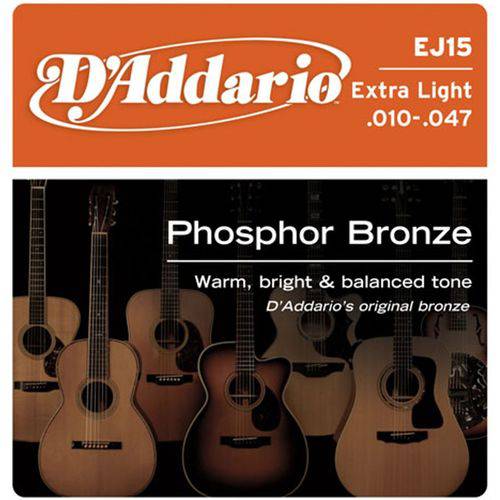 D`addario - Encordoamento Phosphor Bronze 010 para Violão Ej15