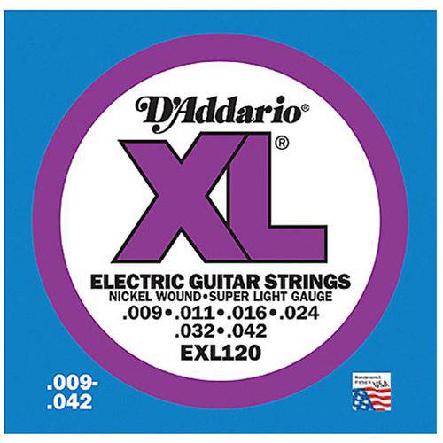 D'addario - Encordoamento Nickel Wound 009 para Guitarra Exl120