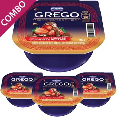 Danone Grego 100g Sobremesas do Mundo (combo 4 Unidades) Fondue de Chocolate e Morango