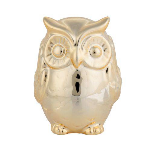 Decor Ceramica Owl Deaf Dourado 4,8 X 4,6 X 6,4 Cm
