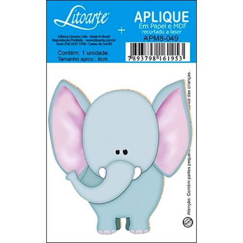 Decoupage Aplique em Papel e Mdf Elefante Apm8-049 - Litoarte