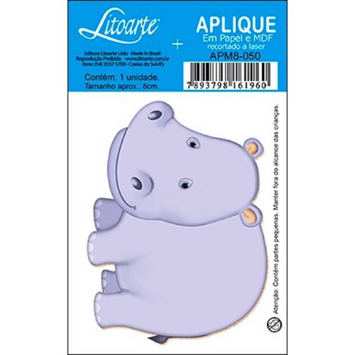 Decoupage Aplique em Papel e Mdf Hipopótamo Apm8-050 - Litoarte