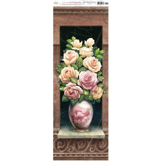 Decoupage Arte Francesa Vertical Vaso de Rosas AFVE-027 - Litoarte