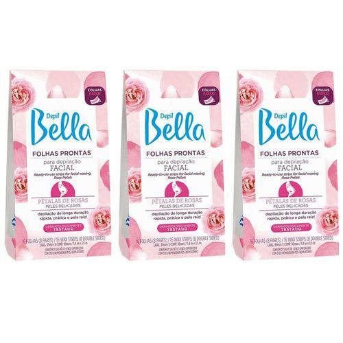 Depil Bella Pétalas de Rosas Folhas Depilatórias Prontas Facial C/16 (kit C/03)