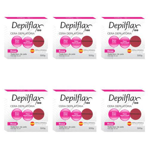 Depilflax Cera Depilatória Quente Rosa 500g (kit C/06)
