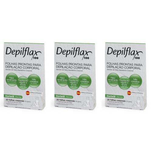 Depilflax Folhas Depilatórias Hortelã C/20 (kit C/03)