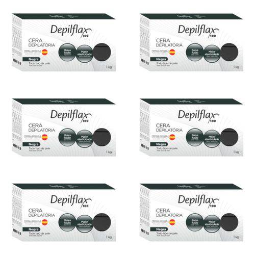 Depilflax Negra Cera Depilatória Quente 1kg (kit C/06)