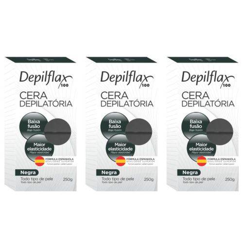 Depilflax Negra Cera Depilatória Quente 250g (kit C/03)