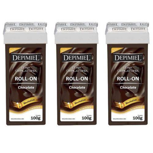Depimiel Chocolate Cera Depilatória Rollon 100g (kit C/03)