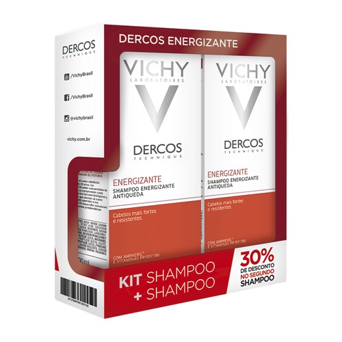 Dercos Energizante Vichy Shampoo Energizante Antiqueda com 200ml + Ganhe 30% Desconto no 2º Shampoo