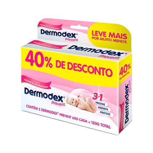 Dermodex Prevent Creme 40% de Desconto com 2 Unidades de 60g Cada Leve Mais Pague Menos