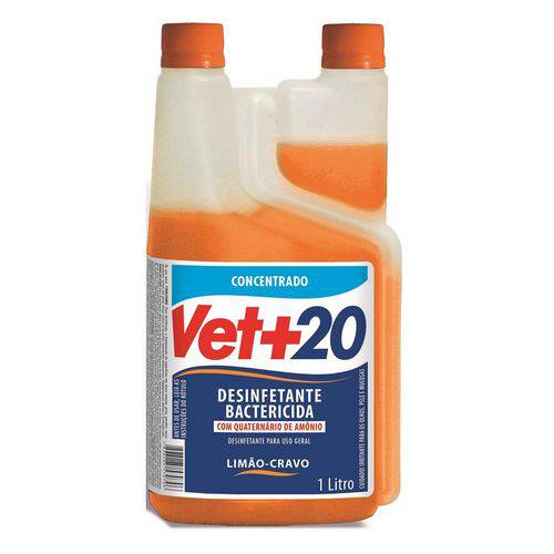 Desinfetante Vet+20 Concentrado Limão e Cravo para Cães e Gatos - 5 Litros