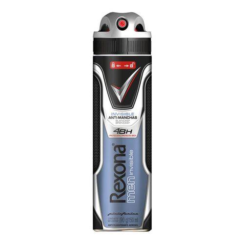 Desodorante Aerosol Masculino Invisible 150ml Unid - Rexona