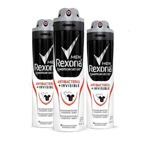 Desodorante Aerosol Rexona Antibacterial+invisible Masculino 90g 3und